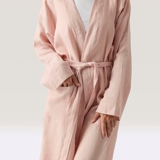 Vintage Washed Nude Pink Linen Robe
