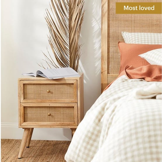 Anjuna Natural 2 Drawer Bedside Table