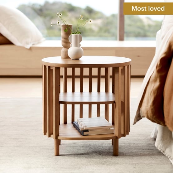 Slat 3 Shelf Bedside Table