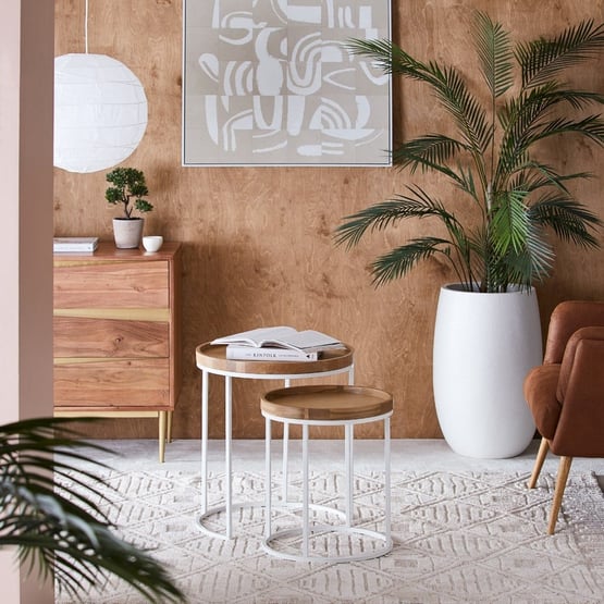 Salvador White & Natural Nesting Table 