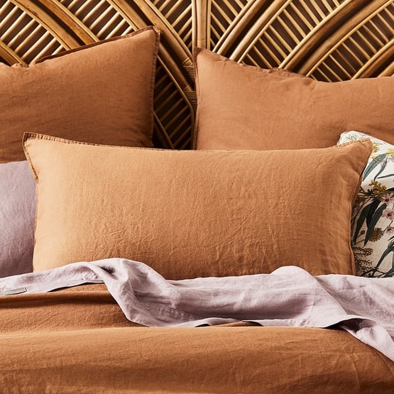 Vintage Washed Linen Caramel Quilt Cover Separates