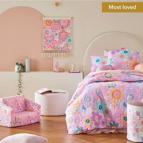 Poppy Floral Quilted Quilt Cover Set