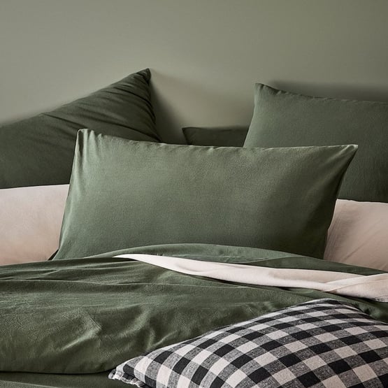 Stonewashed Cotton Basil Pillowcase