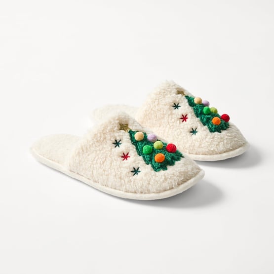 Green Christmas Tree Novelty Slippers
