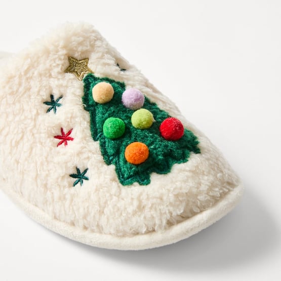 Green Christmas Tree Novelty Slippers