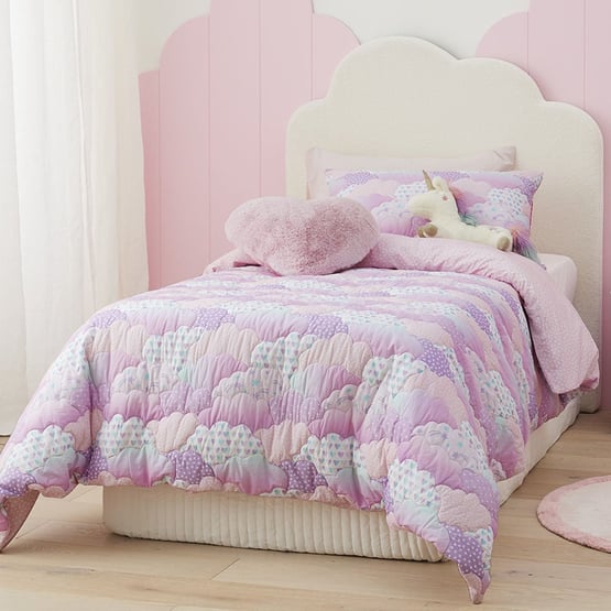 Sleep In The Clouds Lilac Quilted Quilt Cover Set
