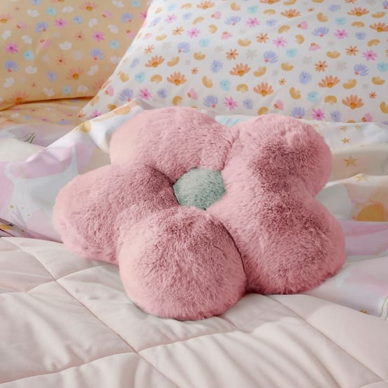 Frankie Multi Flower Faux Fur Shaped Cushion