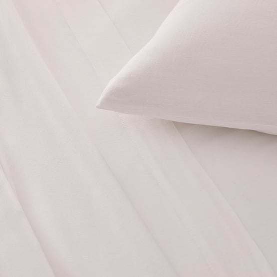 Washed Bamboo Linen White Sheet Set