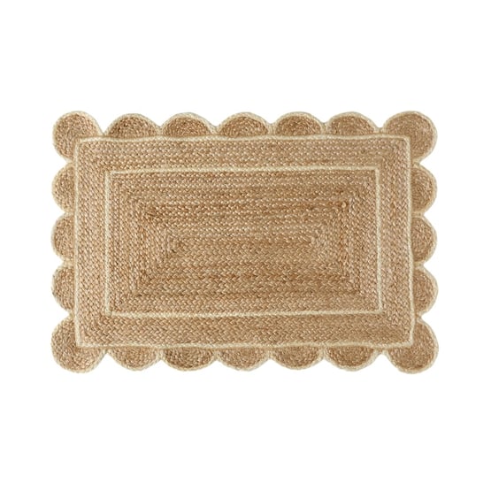 Jute & White Scalloped Indoor Mat
