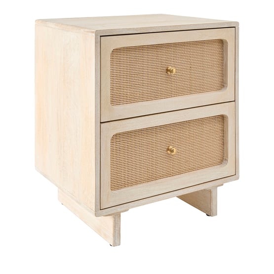 Seattle White Wash 2 Drawer Bedside Table