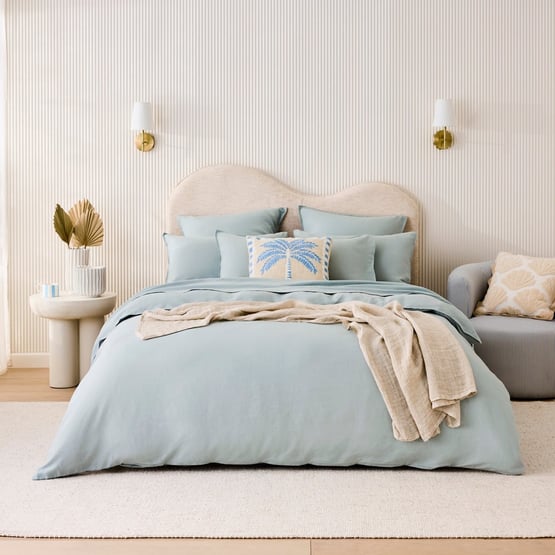 Vintage Washed Linen Duck Egg Quilt Cover Separates