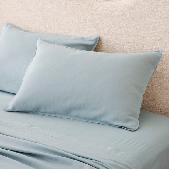 Vintage Washed Linen Duck Egg Sheet Separates