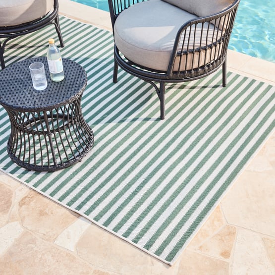 Soho Green & Ivory Stripe Indoor & Outdoor Rug