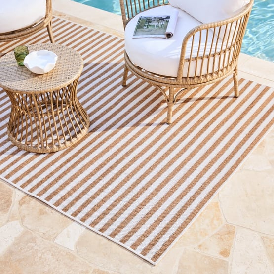 Soho Sand & Ivory Stripe Indoor & Outdoor Rug