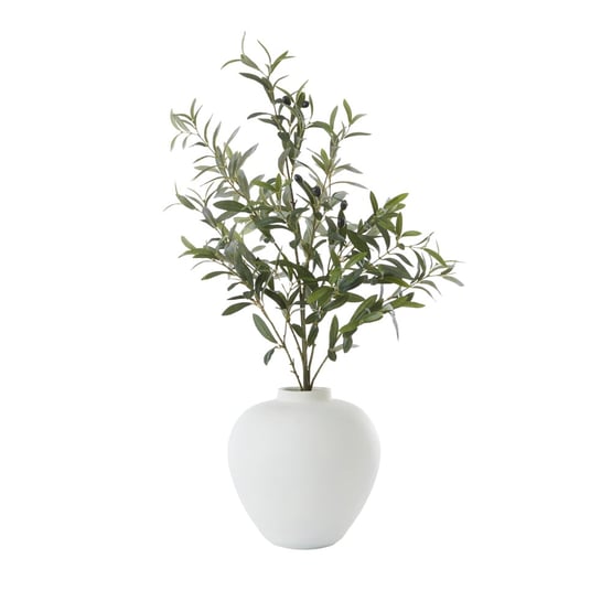 Green & White Olive Stem In Vase