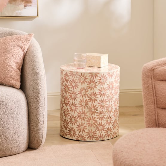 Capiz Petal Pink & White Side Table