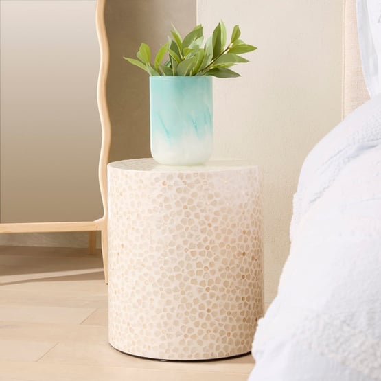 Capiz Florence Ivory Side Table