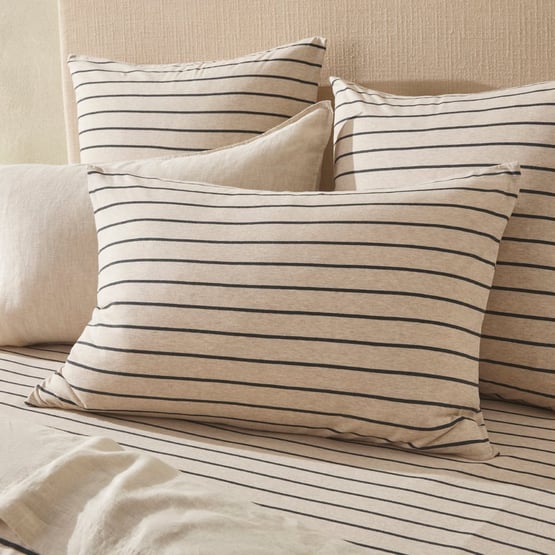 Ultra Soft Jersey Natural & Black Marble Stripe Pillowcases
