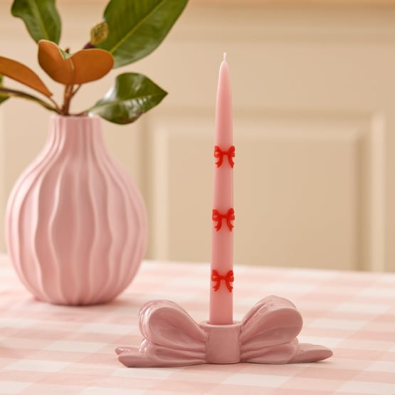 Daphne Pink & Red Taper Candles Pack of 3