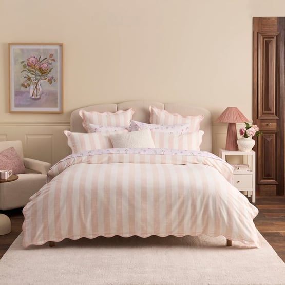 Frankie Scallop Pink Quilt Cover Set + Separates