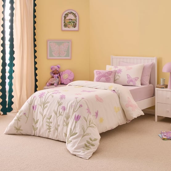Butterfly Garden Off White Quilt Cover Set