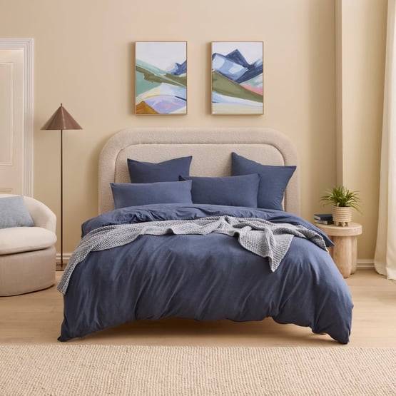 Ultra Soft Jersey Navy Marle Quilt Cover Separates