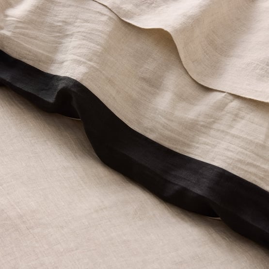 Vintage Washed Linen Linen & Onyx Border Quilt Cover Separates