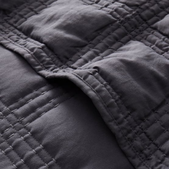 Dakota Charcoal Quilted Coverlet Set