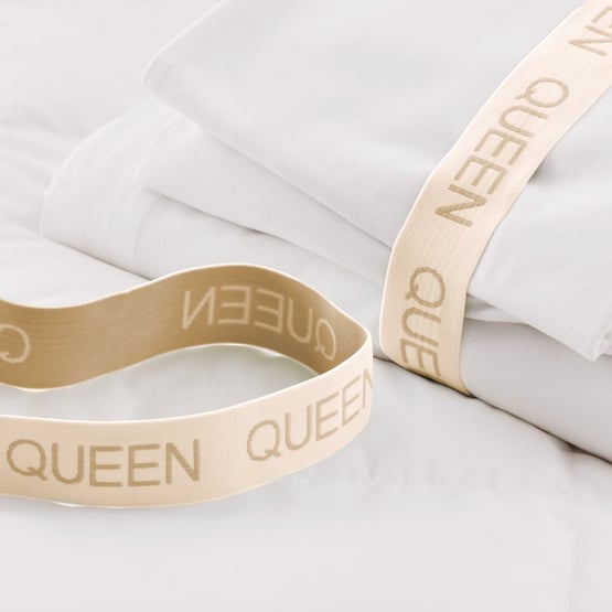 White & Natural Bedlinen Storage Band Set of 6