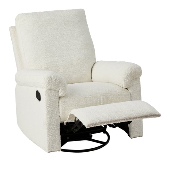 Byron White Boucle Swivel and Recline Chair
