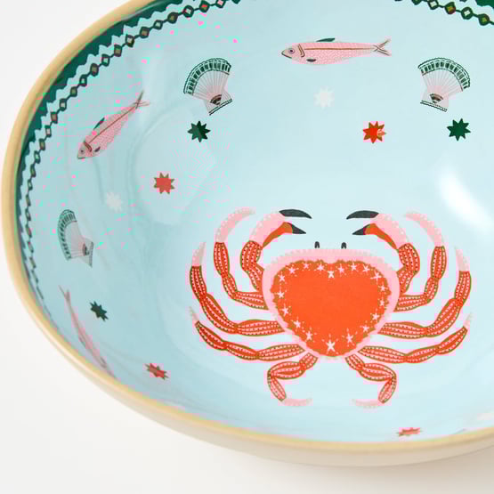 La Mer Coastal Crab Melamine Salad Bowl
