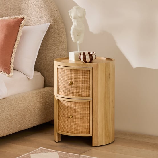 Briar Natural 2 Drawer Bedside Table