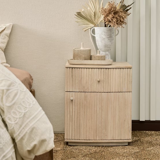 Draper White Wash Bedside Table