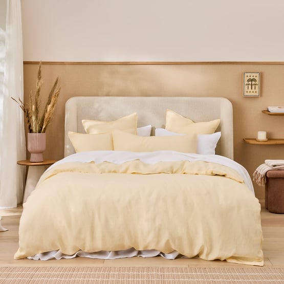 Vintage Washed Linen Lemon Quilt Cover Separates