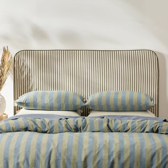 Seline Natural & Forest Stripe Reversible Bedhead