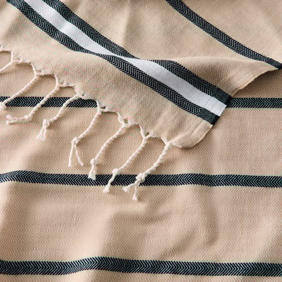 European Biscuit Stripe Turkish Peshtemal Beach Towel