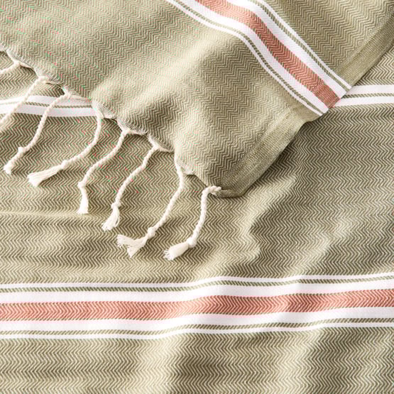 European Kale Stripe Turkish Peshtemal Beach Towel