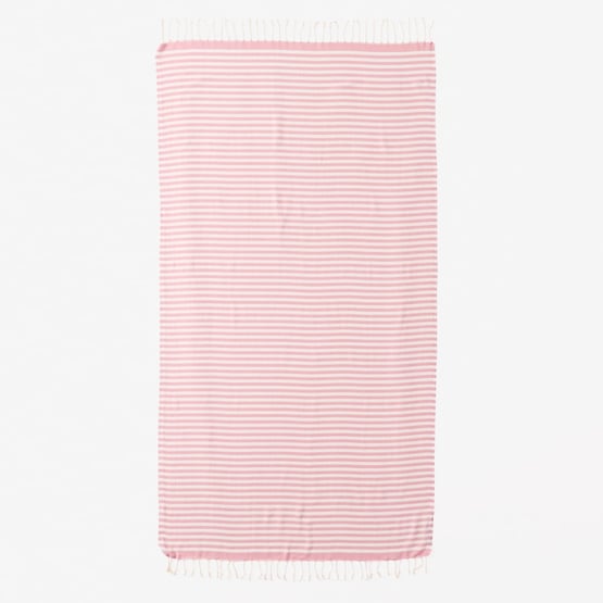European Pink Stripe Turkish Peshtemal Beach Towel