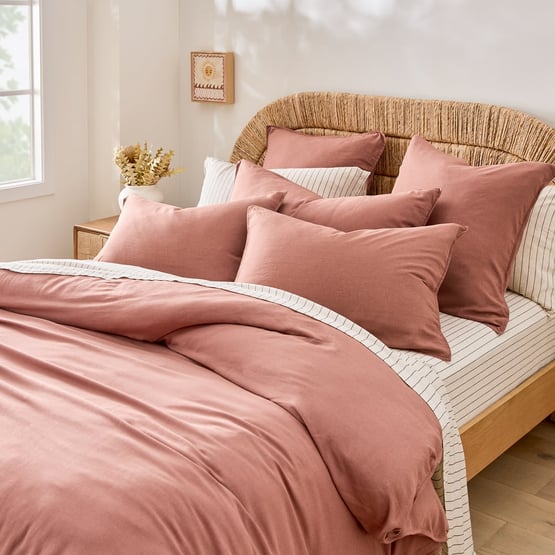 Washed Bamboo Linen Nutmeg Quilt Cover Set + Separates