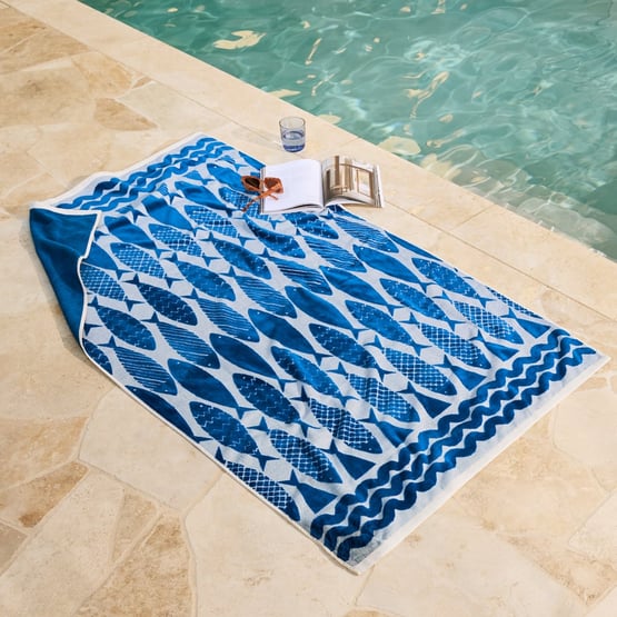 Coral Bay Blue Terry Textured Beach Towel