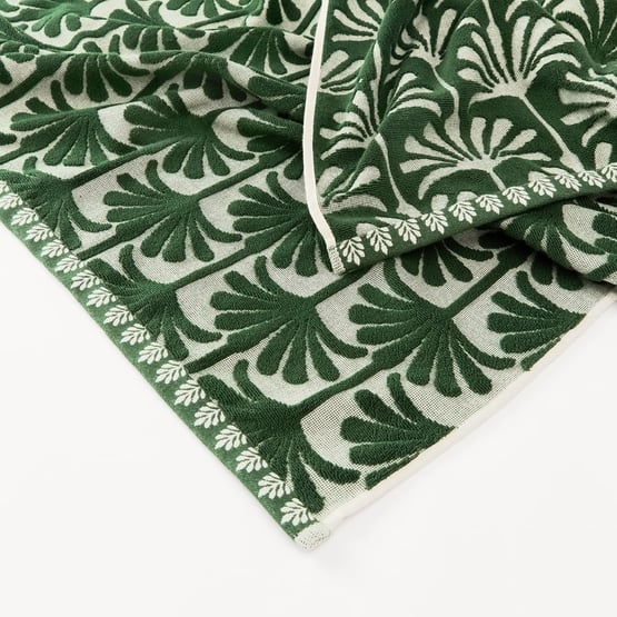 Green Palm Terry Textured Beach Towel