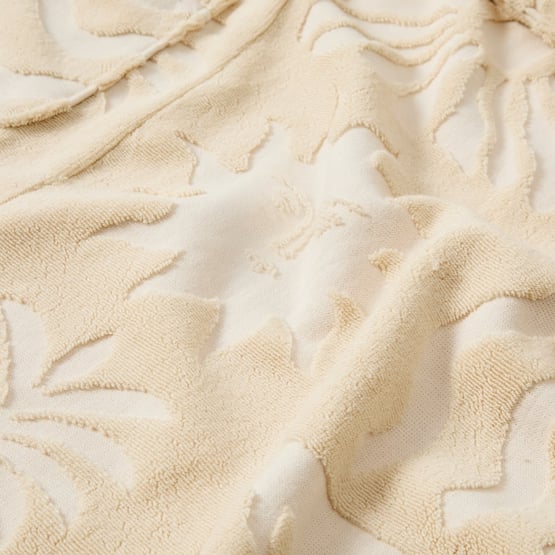 Cream Motif Terry Textured Beach Robe