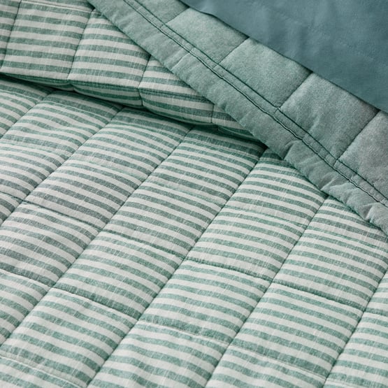 Bodhi Gumleaf & Thyme Stripe Quilted Coverlet Separates