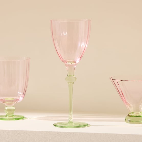 Carlita Drinkware Pink & Green Wine Glass Pack of 2
