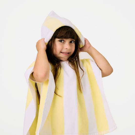 Kids Lemon Stripe Beach Hooded Towel