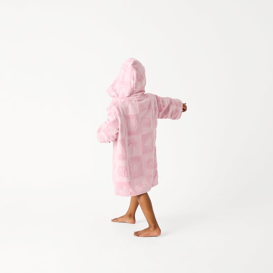 Kids Pink Shell Palm Zip Up Hooded Towel