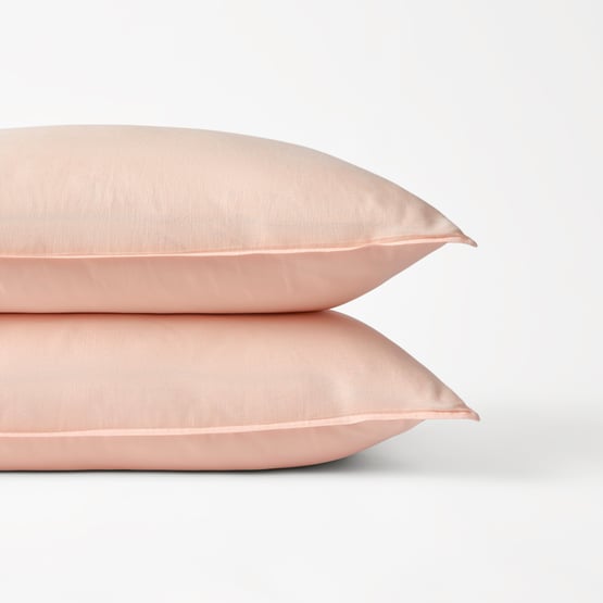 Vintage Washed Linen Silk Peach Pillowcase Pair