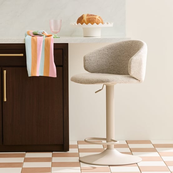 Kiel Beige Boucle Dining Stool