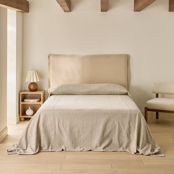 Noa Black & Natural Stripe Bedcover Separates