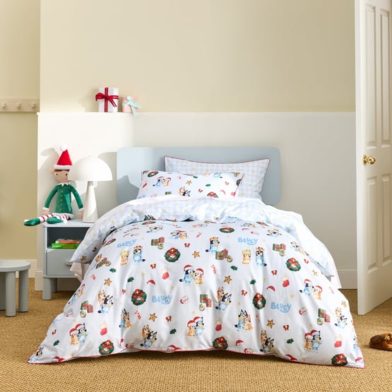 Bluey Christmas Blue Quilt Cover Set